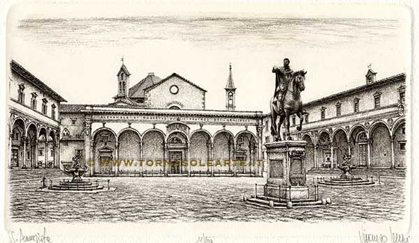 Firenze - Piazza Santissima Annunziata bianco nero