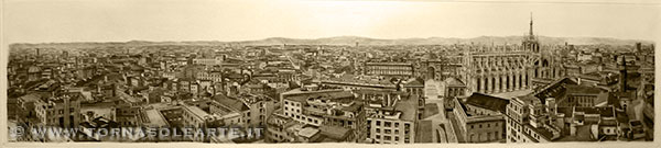 Milano. Veduta panoramica bianco nero