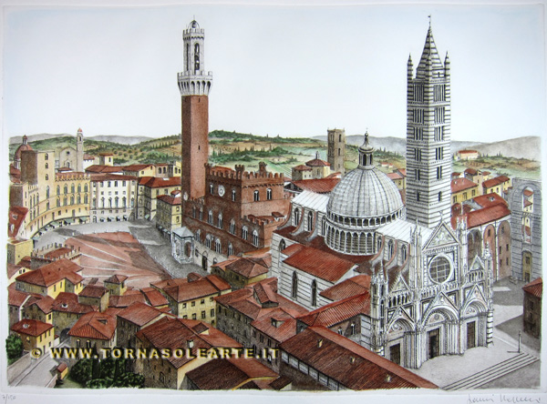 Siena - Panorama nuovo acquerellato