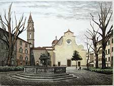 Firenze, piazza e Chiesa di Santo Spirito