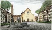 Firenze Piazza e Chiesa di Santo Spirito