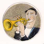Musica jazz in tondo con tromba
