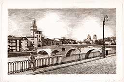 Verona, veduta del ponte di Pietra
