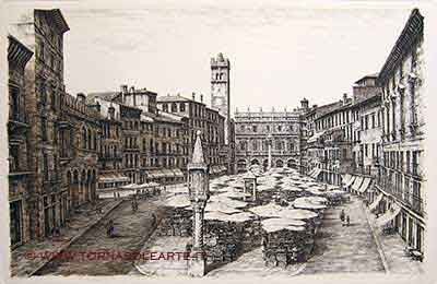 Verona, panorama di piazza delle Erbe